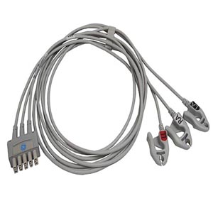 Conjunto de derivações de ECG, 3 vias, garra, AHA, 130 cm/51 pol, Único. Conjunto de derivações de ECG, 3 vias, garra, AHA, 130 cm/51 pol, Único.